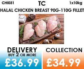 halal calibrated Chicken breast 90-110g