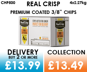 Real Crisp 3/8 coated chips - perfect for home delivery